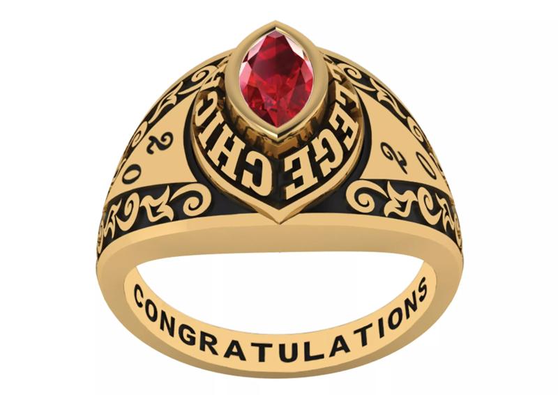 Personalized Class Ring 10 - Celtic Marqui Gem