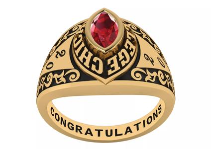 Personalized Class Ring 10 - Celtic Marqui Gem