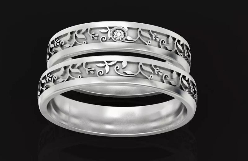 paired wedding rings of flora male and female 590