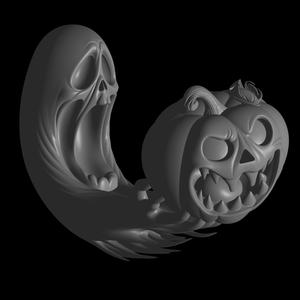 hallowen ghost and pumpkin design