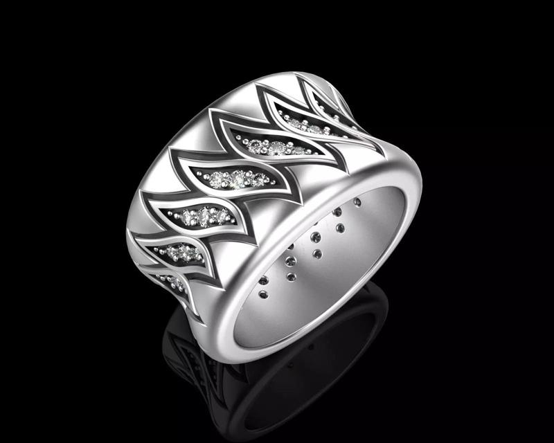 Oxidized band ring size 48EU  4 1 2 US 3D