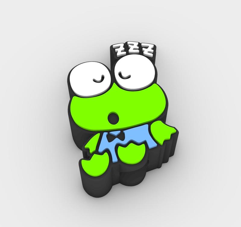 Straw Topper SLEEPING KEROPPI Fits Standard & Stanley Straws | STL, 3MF pre-painted