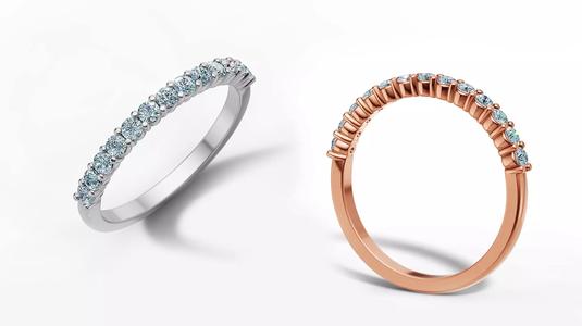 Half Eternity Ring Band ring  13 Stones 2mm Gems