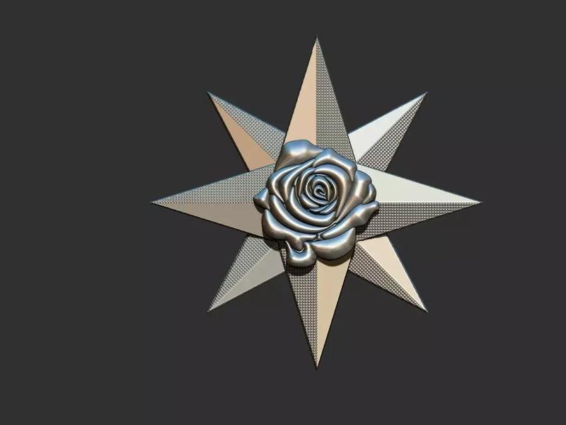 Wind Rose with Rose Pendant