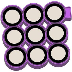 9-Cavity 2 Inch Round with 1.5 Inch insert for Cardstock Freshie STL Mold Housing Freshie STL Mold Housing
