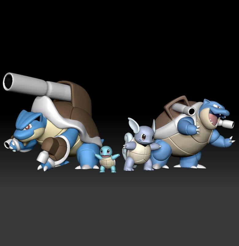 Pokemon Squirtle Wartortle Blastoise Mega Evolution 3D print model