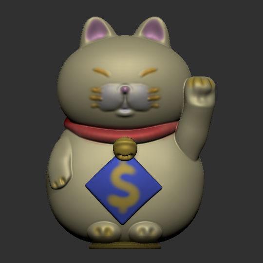 Fortune cat coinbank and figurine