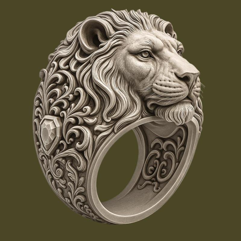 Majestic Lion Head Ring – Highly Detailed 3D Printable Jewelry STL