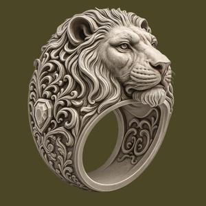 Majestic Lion Head Ring – Highly Detailed 3D Printable Jewelry STL