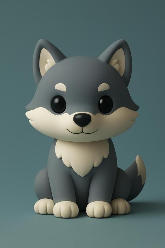 Wolf Friend - Cute Sitting Wolf Figurine