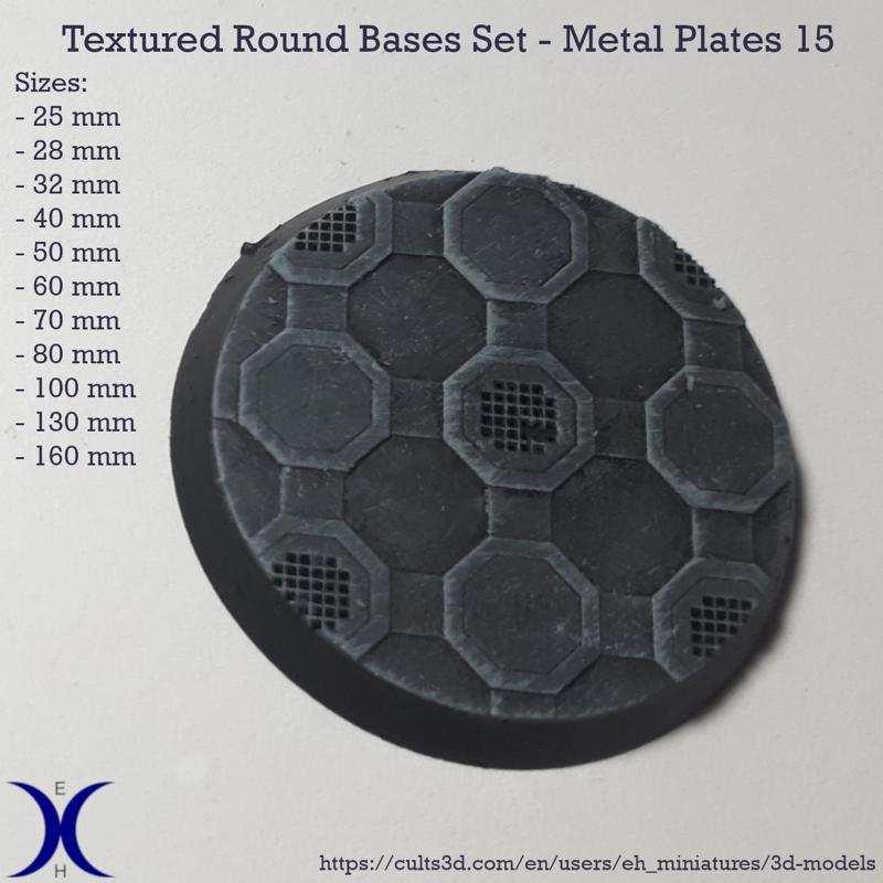 Round Bases Set – Metal Plates 15 Texture (25–160mm) | Perfect for Tabletop Wargames & RPG's