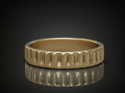 Wedding Band Ring Ribbed Grooved