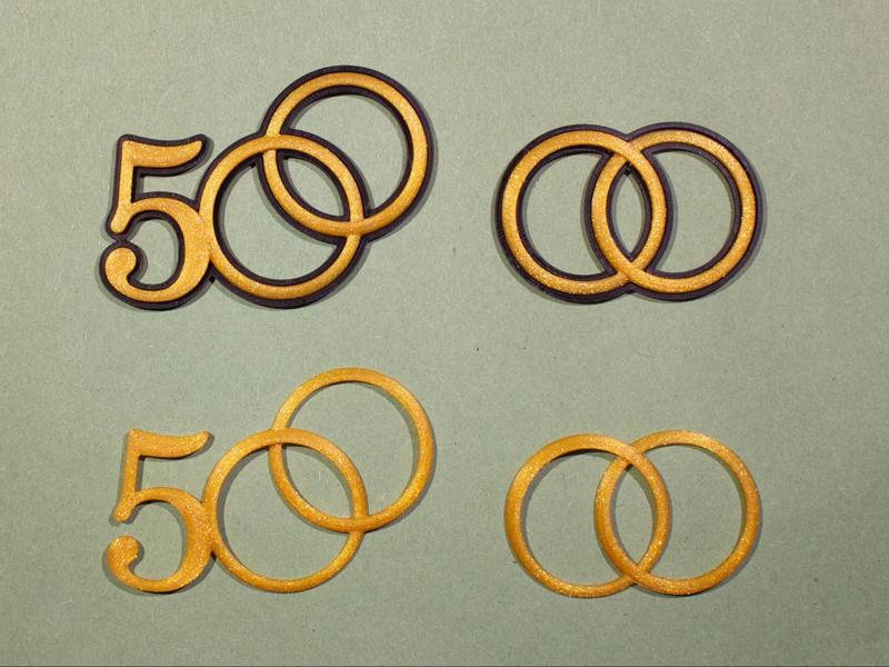 Golden Wedding 50 anniversary decor rings 3D