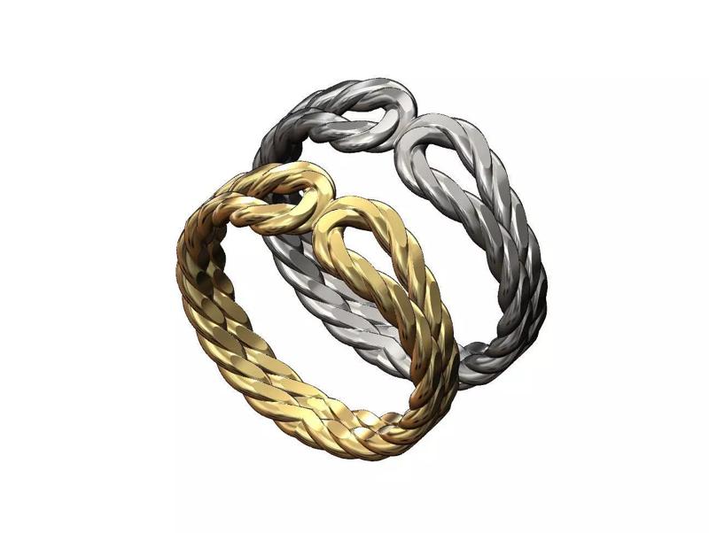 Faceted Twisted wire double loop band