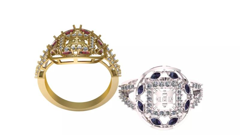 FANCY ENGAGEMENT RING 3D PRINTABLE MODEL