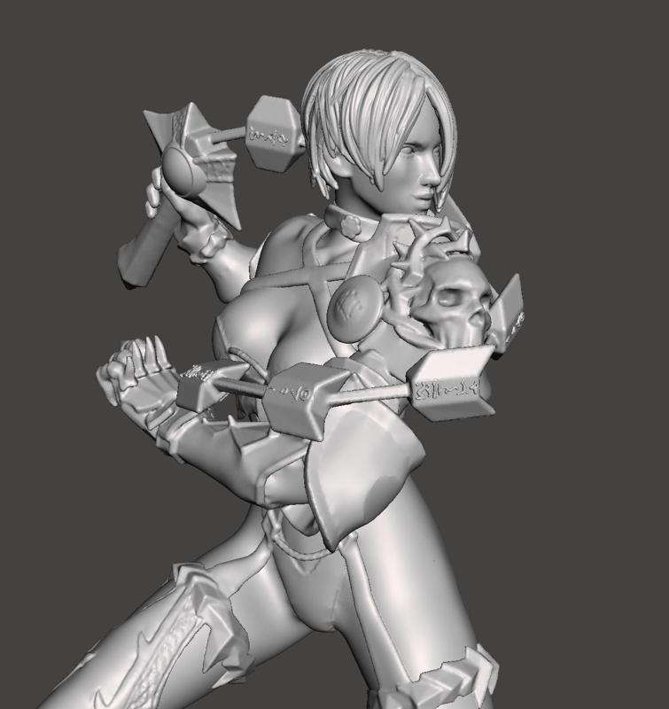 IVY VALENTINE - SOUL CALIBUR dynamic pose HIGH-poly STL 4 versions keyed and cut