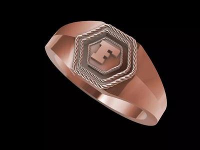 f hexagon signet ring stl verified