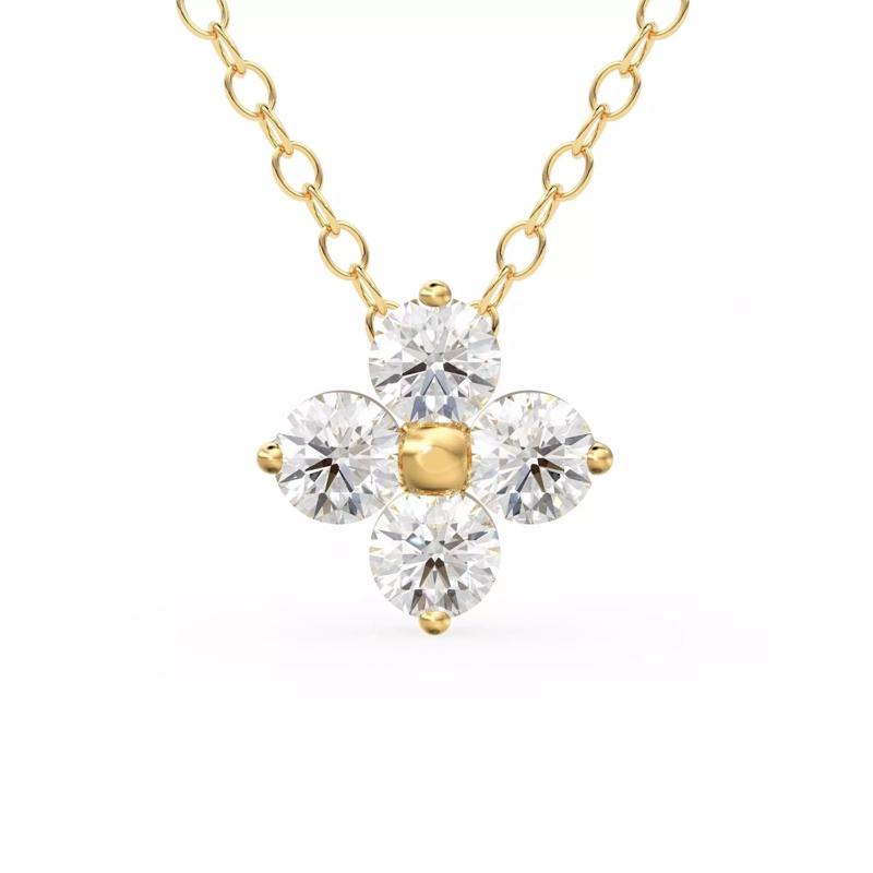Clover Diamond Pendant Gold Zircon Layering Necklace 3D print