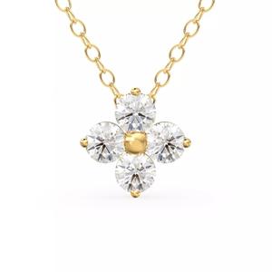 Clover Diamond Pendant Gold Zircon Layering Necklace 3D print