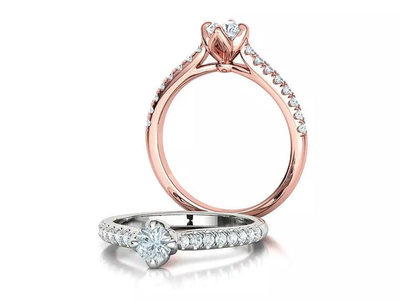 Promise Solitaire Ring French Pave Setting 3Dprint model