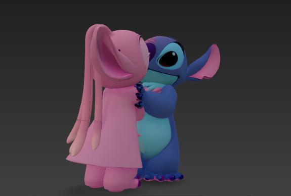 angel and stitch in love figurine