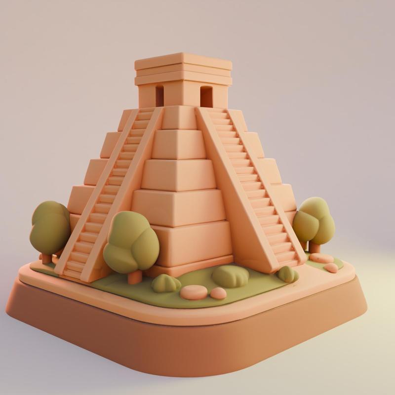 Chichén Itzá Cartoon – Playful Decorative Maya Sculpture