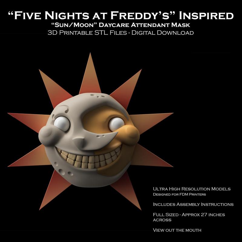 FNAF Inspired Sun/Moon Mask - Sundrop Daycare Attendant