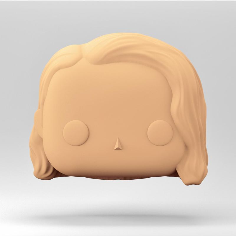 A female head in a POP style. Short straight hair. WH_7-11