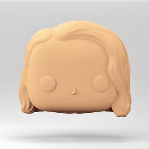 A female head in a POP style. Short straight hair. WH_7-11