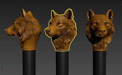 wolf Head Gentleman Knob Walking Cane