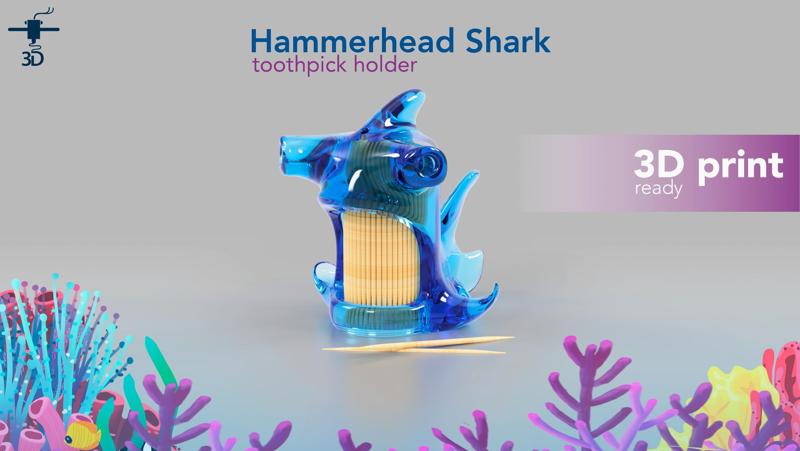 Hammerhead shark toothpick holder
