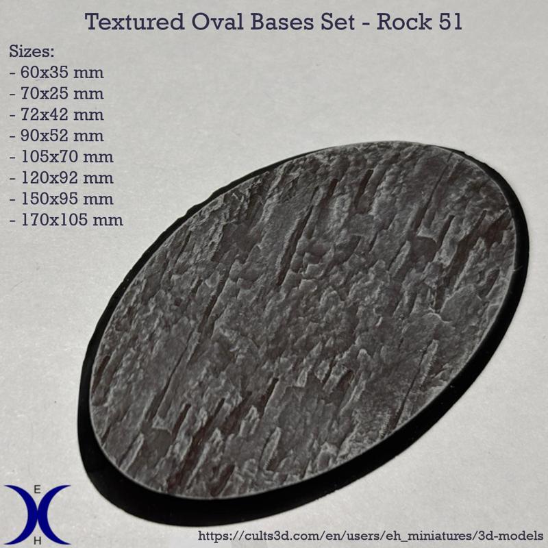 Oval Bases Set – Rock 51 Texture (60–170MM) | Perfect For Tabletop Wargames & RPG's