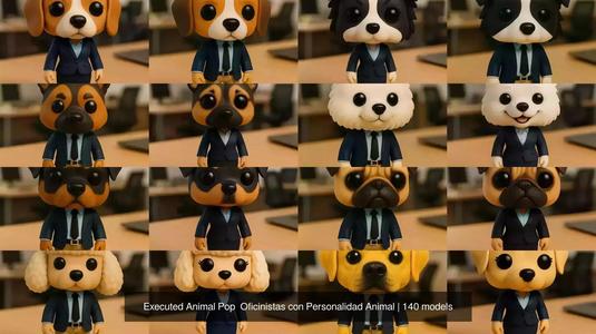 Executed Animal Pop  Oficinistas con Personalidad Animal 3D Model Collection