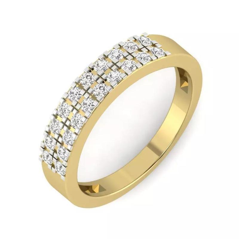 Light Weight Yellow Gold Diamond Ring  -PR-013 DIA
