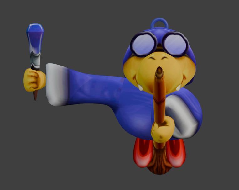 Kamek Keychain - Flying Magikoopa Broom - Super Mario - Ready to Print