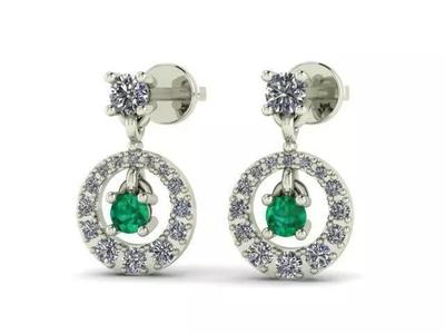Earrings Emerald Diamond