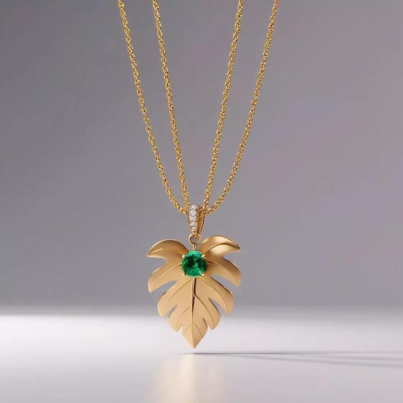 Emeralda Leaf  Minimalist Gold Necklace