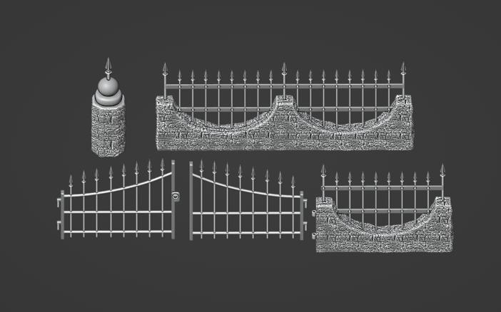 Gothic Cemetery Wall Set