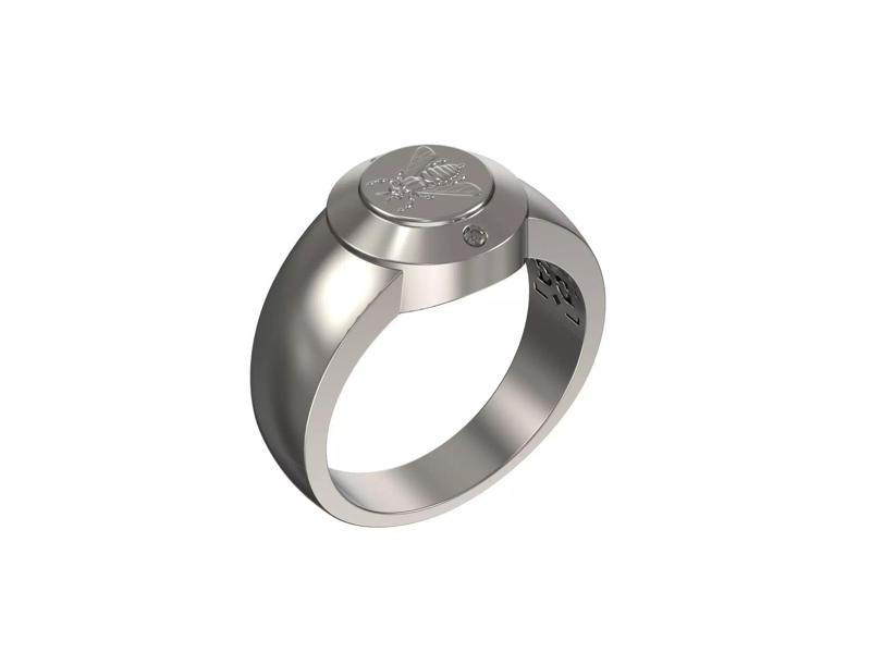 1025-Bee ring with diamonds