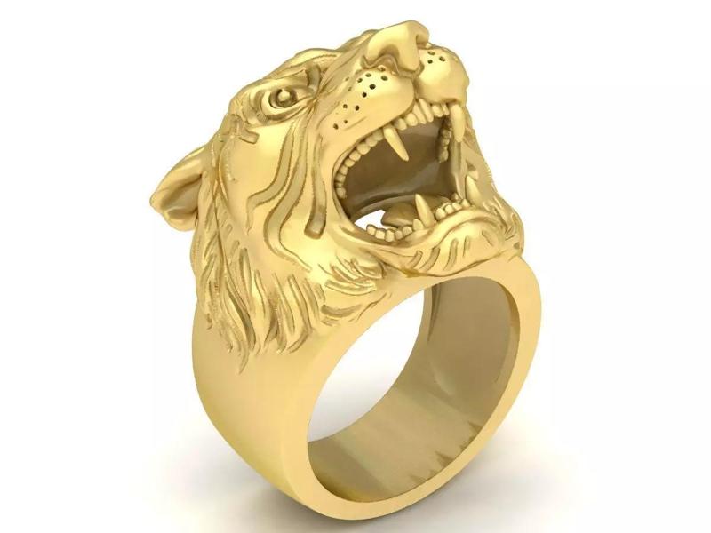 Bold Tiger Head Signet Ring for Men 3609