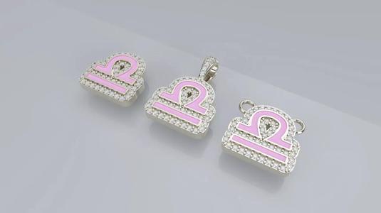 Zodiac Sign Pendant v3 - Enamel - Libra