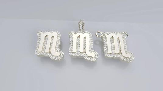 Zodiac Sign Pendant v3 - Diamond Border - Scorpio Pendant