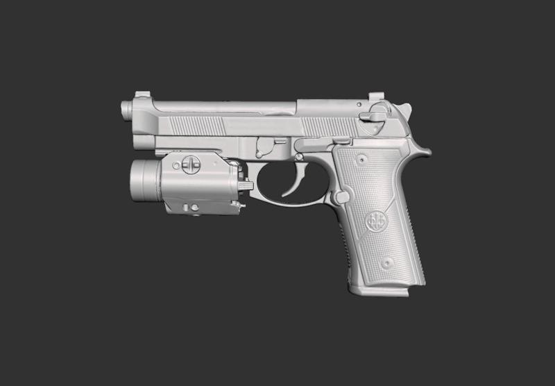 Beretta M9A4 Streamlight TLR2 HLG Real Size 3d Scan Gun Mold