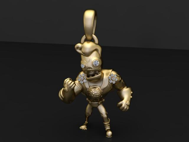 Cartoon Warrior Diamond Pendant