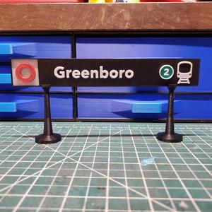 OCTranspo Transit - O Train light rail station signs, Ottawa Canada - Greenboro