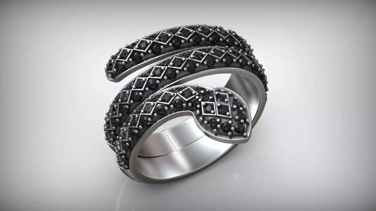 Snake Fashion Oxidized Black Diamond Ring