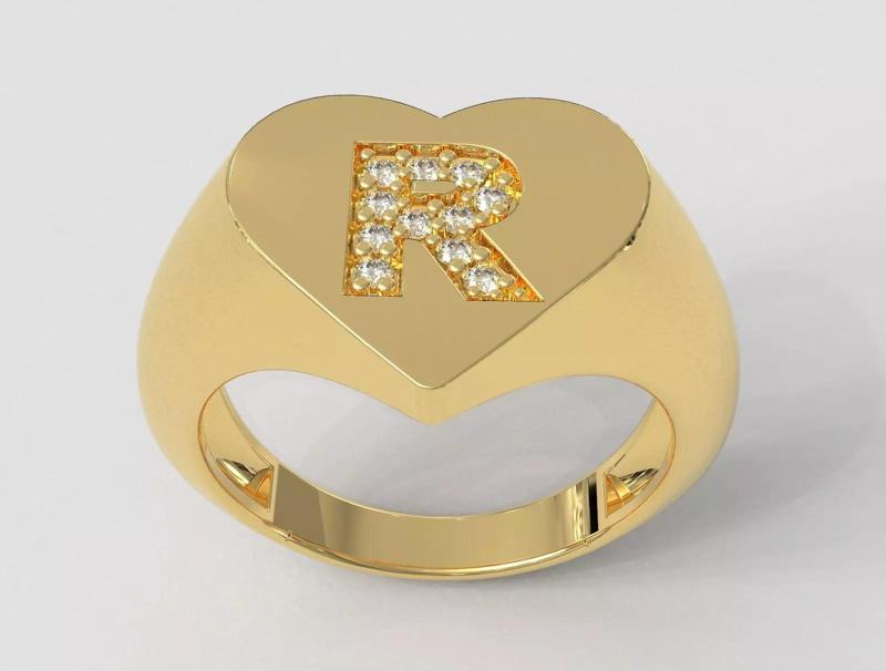 Heart Letter Ring - R