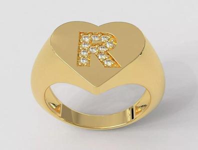 Heart Letter Ring - R
