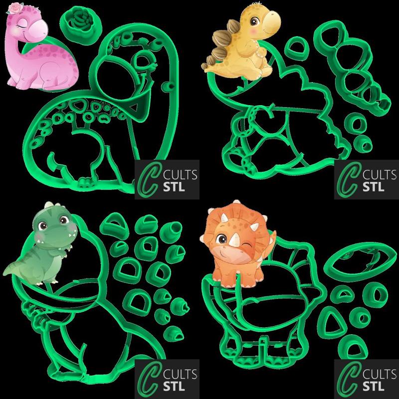 KIT CORTADORES DINOSSAURO BABY - 6cm