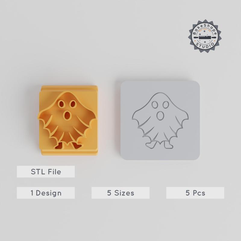 Ghost Stamp Tile Set, 5 Sizes, Perfect for Clay, Cookies & Soft Materials, Halloween Themed
